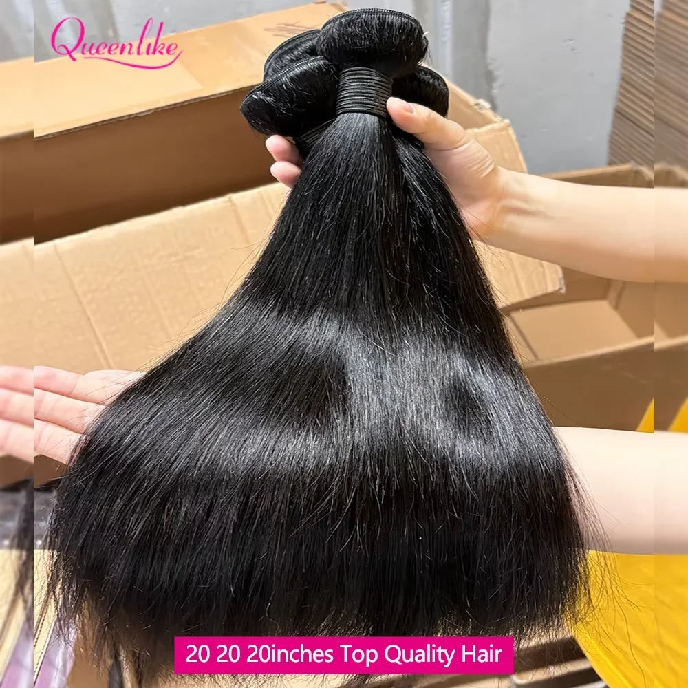 Queenlike 30 Inch Human Hair Bundles Brazilian Raw Hair Weave 1/3/4 Bundles Human Hair 26 28 30 Inch Straight Hair Extensions