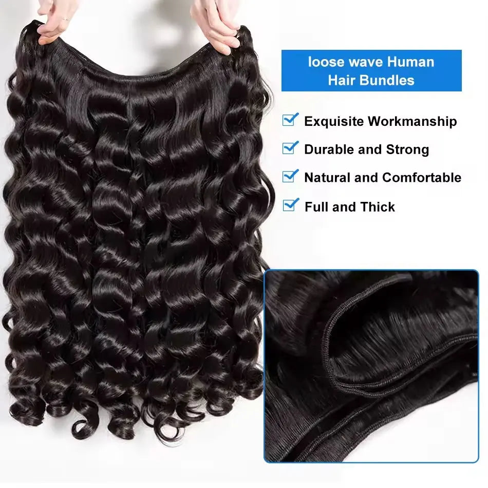 30 40 Inch Loose Wave Bundles 3 4 5Pcs Raw Virgin Unprocessed Human Hair Brazilian Loose Deep Wave Human Hair Bundles Extensions