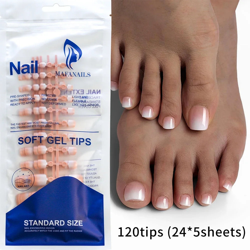 120pcs Pink Ombre Coffin Press-On Nails – Glossy