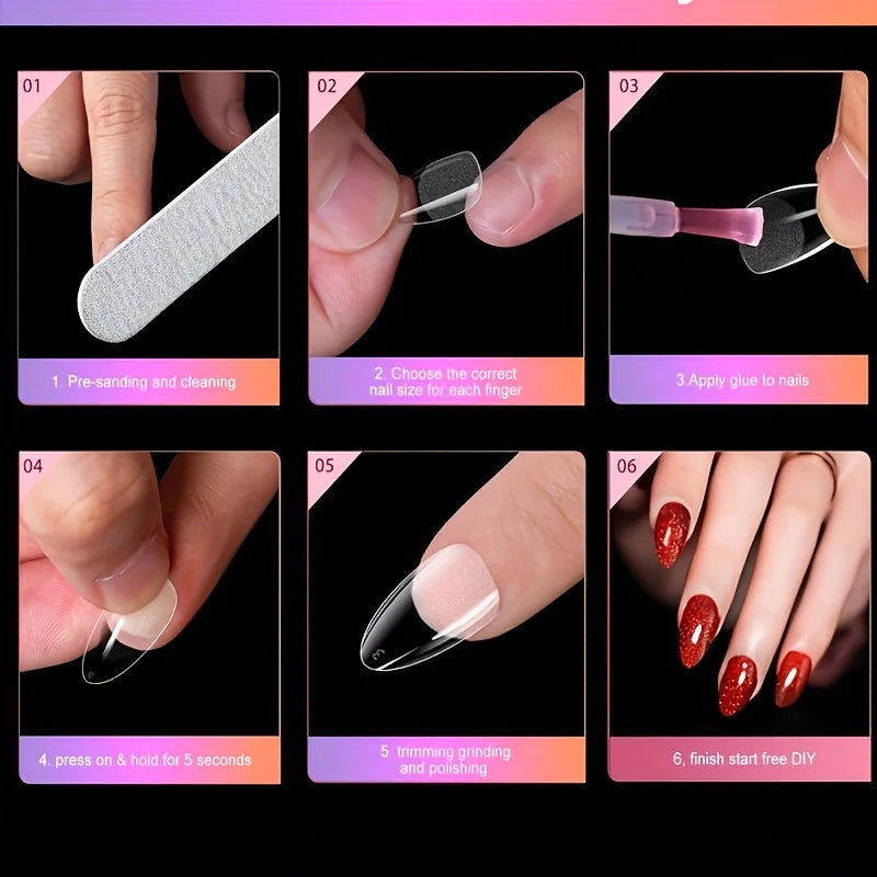 600Pcs Soft Gel Nail Tips Full Cover Coffin Almond Oval Set