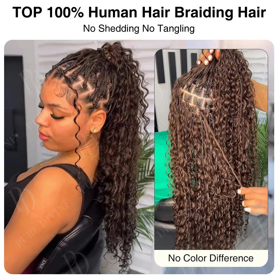 Pre-Colored Deep Wave Bulk Braiding Human Hair No Weft Remy Bulk Human Hair 14 To 28 Inch Bulk Hair Extension Crochet Braids