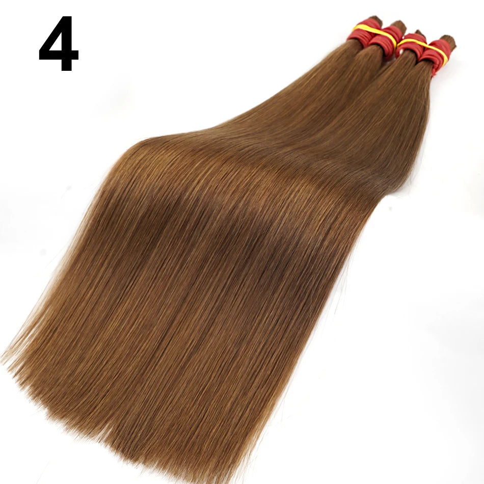 Shinehair Wholesale Straight Human Hair Bulk 100% Real Human Hair Extensions Highlight 16A Natural Black Hair Bundle Blonde 613