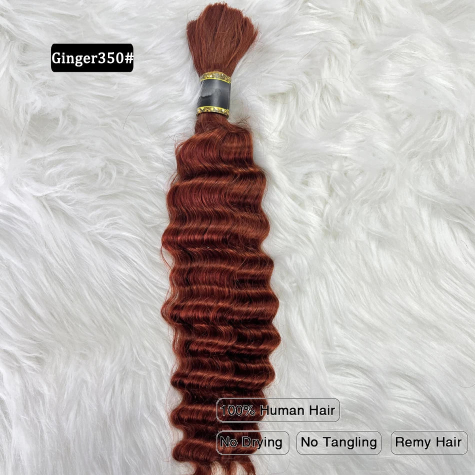 Pre-Colored Deep Wave Bulk Braiding Human Hair No Weft Remy Bulk Human Hair 14 To 28 Inch Bulk Hair Extension Crochet Braids