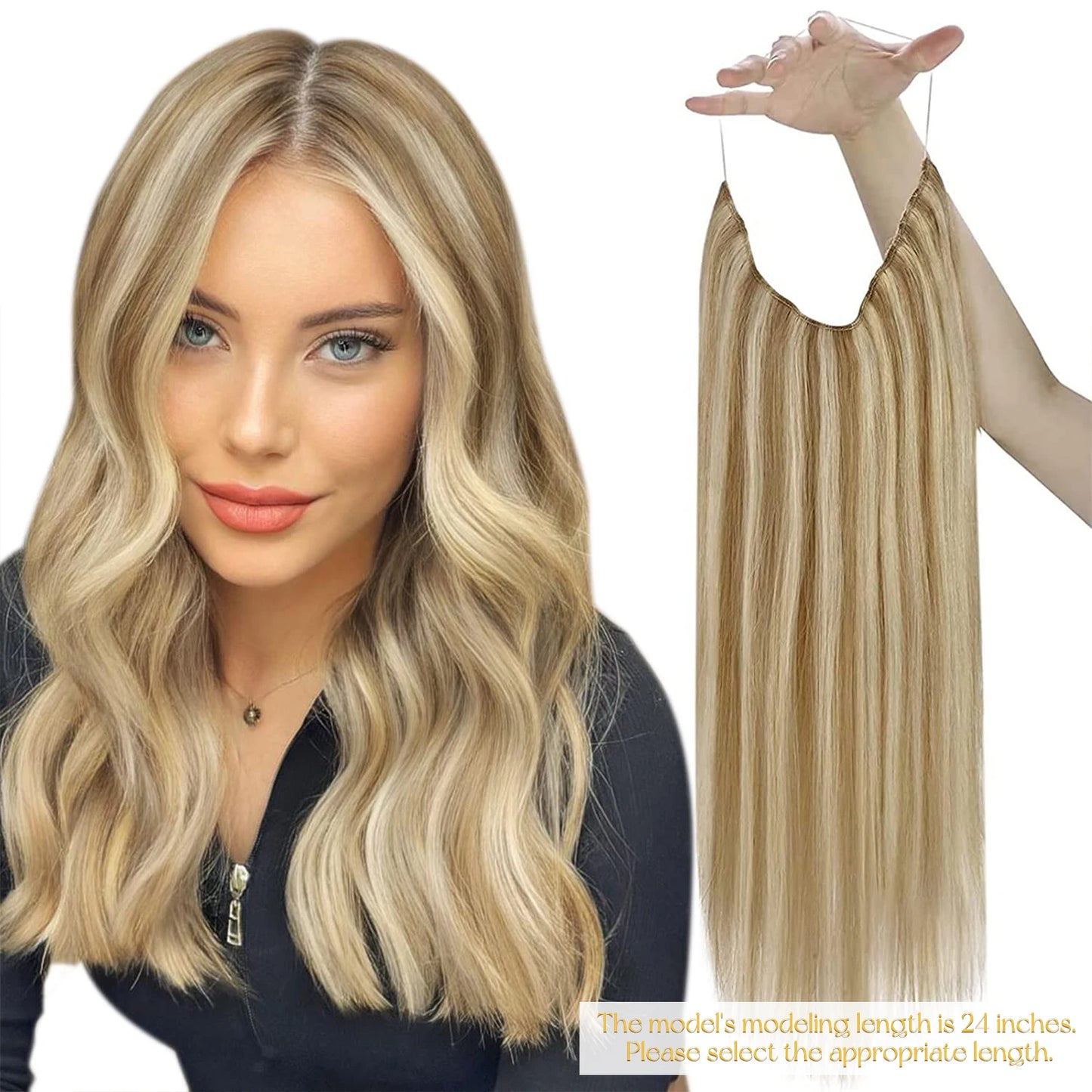 Invisible Wire Weft Hair Extensions Blonde Remy – One Piece Clips