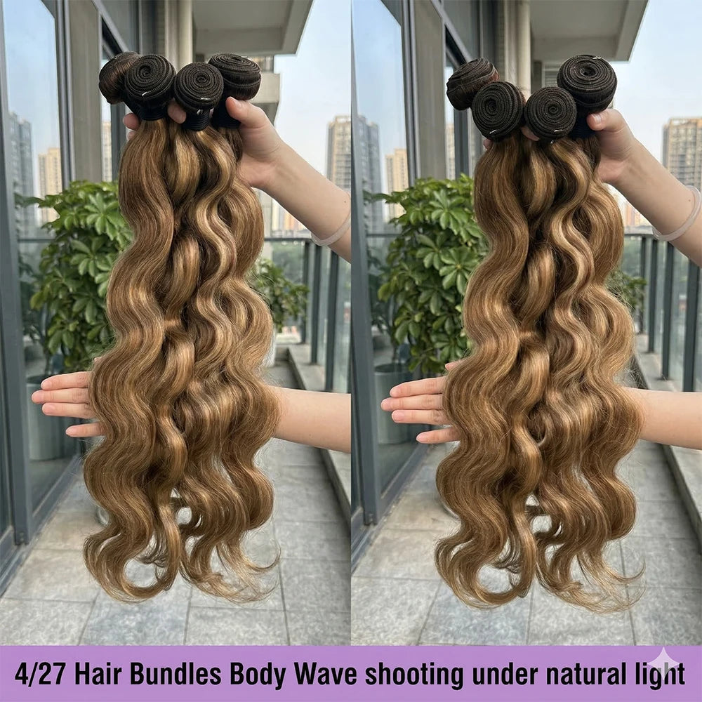 Highlight Body Wave Bundles Human Hair 40 Inch Ombre Unprocessed Remy Real Human Hair Bundle Blonde Raw Hair Extensions Weaving