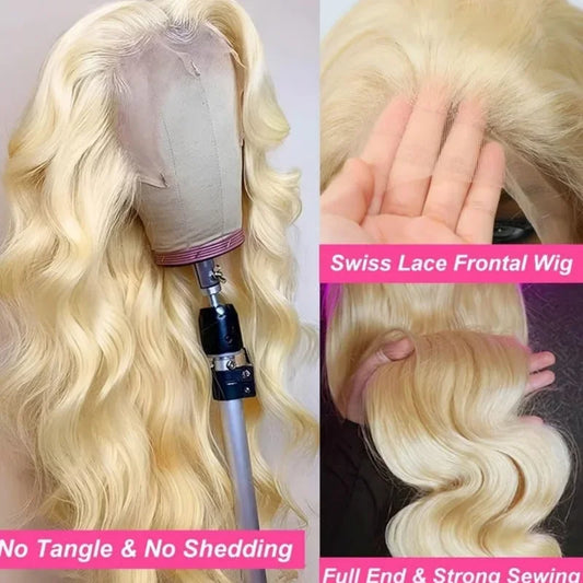 613 Honey Blonde Body Wave Wigs 200 Density 13x6 40inch HD Lace Frontal Wigs for Women
