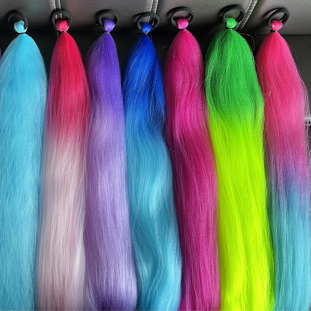 Vibrant 2Pcs Colorful Ponytail Extension Long Straight DIY Braid