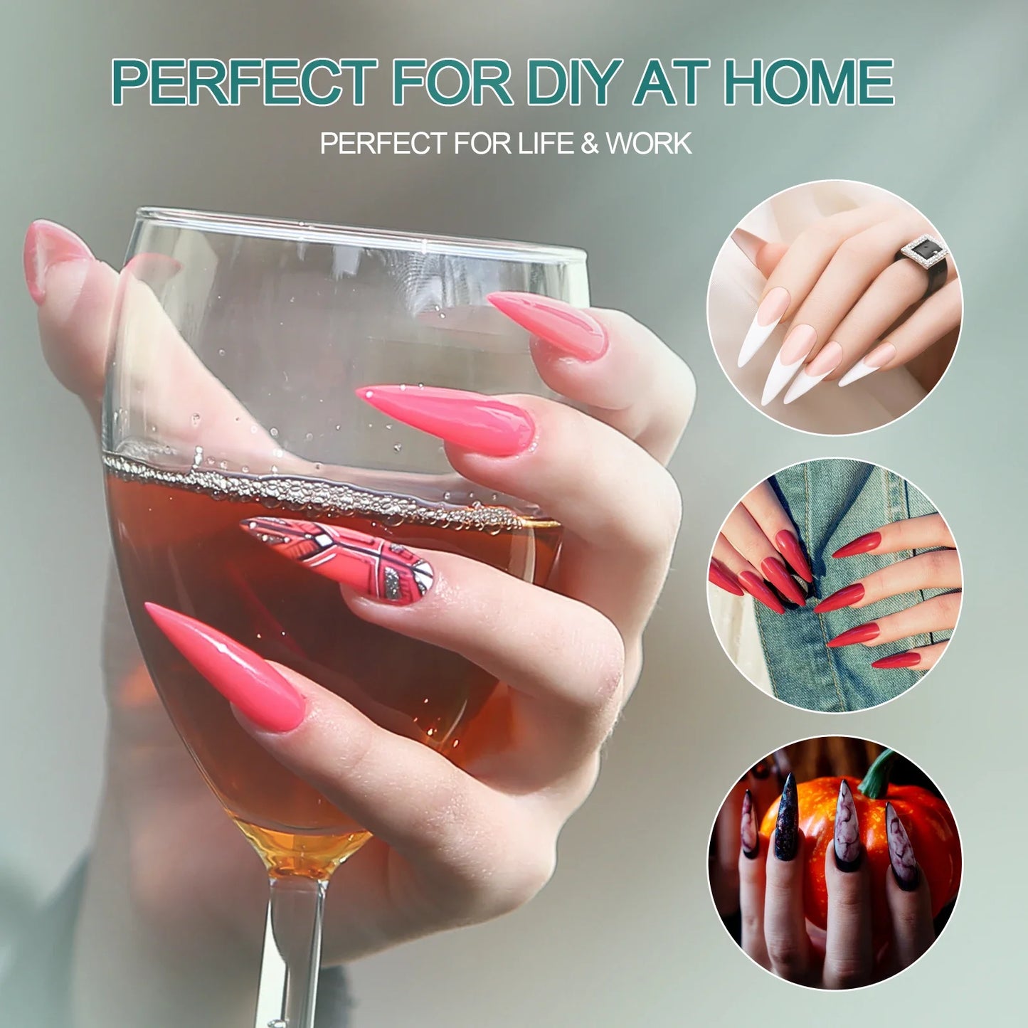 Nailpop 120Pcs Gel X Nail Tips Almond Square Full Cover Set