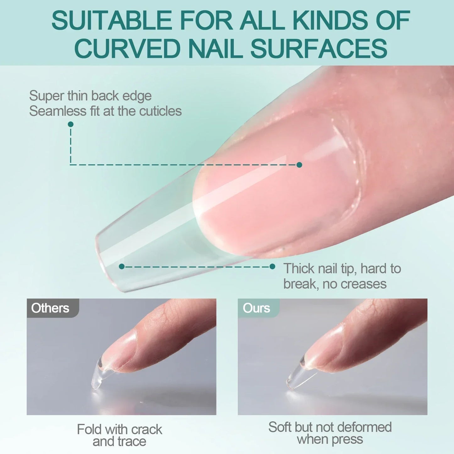 Nailpop 120Pcs Gel X Nail Tips Almond Square Full Cover Set