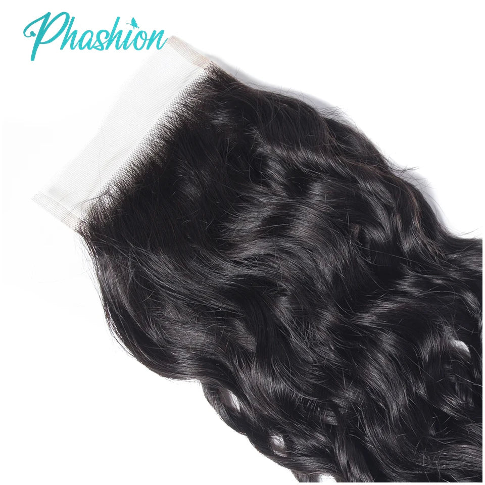 Phashion Water Wave 13x4 Lace Frontal Transparent Swiss 4×4 Closure Pre Plucked Ear to Ear Brazilian Human Hair For Black Women