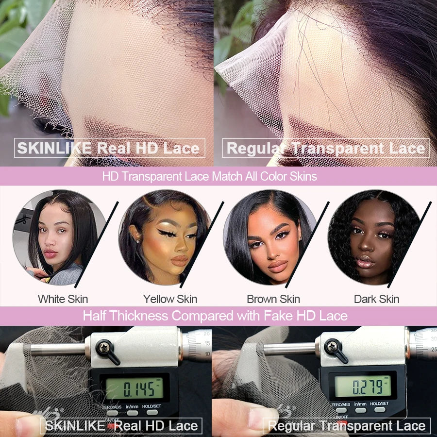 WOW ANGEL HD Lace 5x5 6x6 13x4 13x6 HD Lace Frontal Only Melt Skin Straight Hair Pre Plucked invisible HD Lace Closure Only