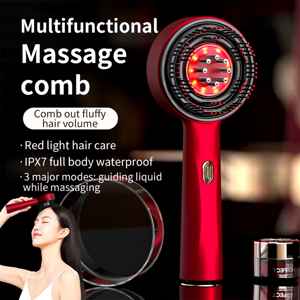 Electric Vibration Massage Comb Red Light Therapy Hair Growth Massage Scalp Brush anti Hair Loss Liquid Oil Applicator Hair Care