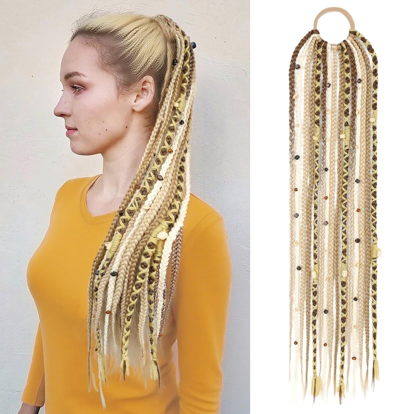 Braided Ponytail Braid Lock Beads Hair Extension