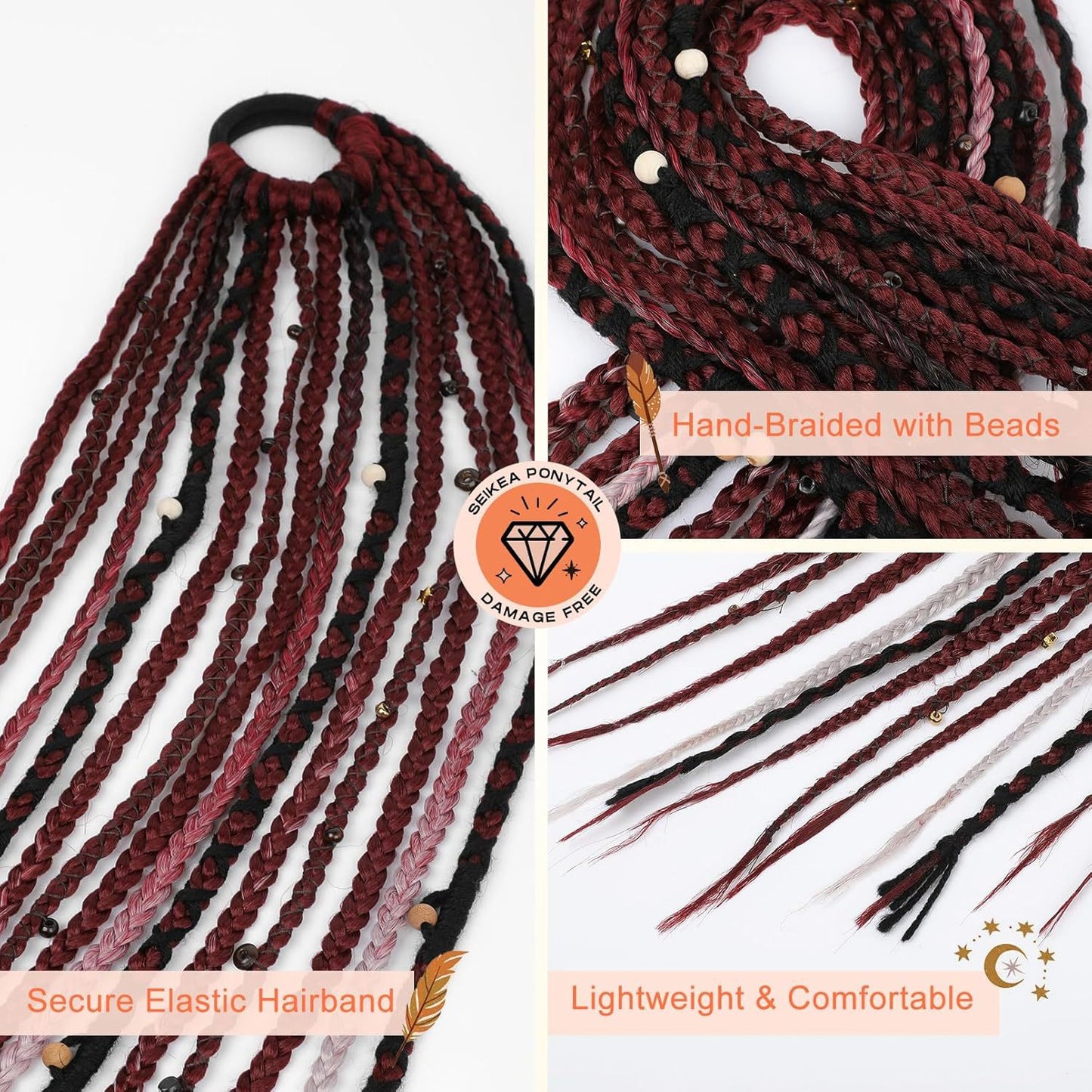 Braided Ponytail Braid Lock Beads Hair Extension