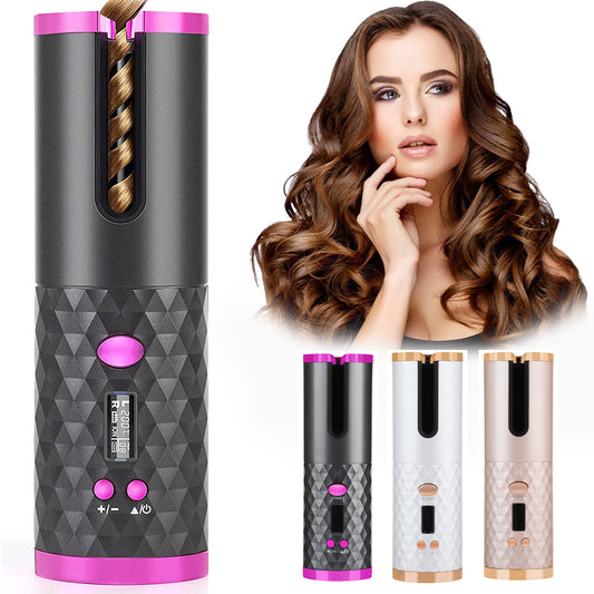 Rechargeable Automatic Hair Curler with LCD Ceramic Curling Iron