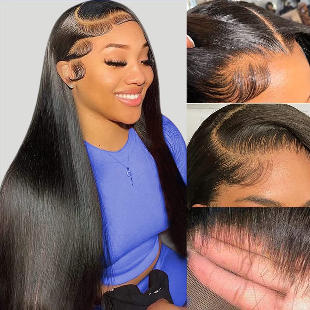 HD lace wig made from real human hair with invisible skin-melt hairline, pre-plucked, shown against scalp on model